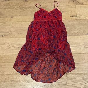 ECOTE Chiffon Boho High-Low Sundress Sz M Paisley Red Spaghetti Straps small